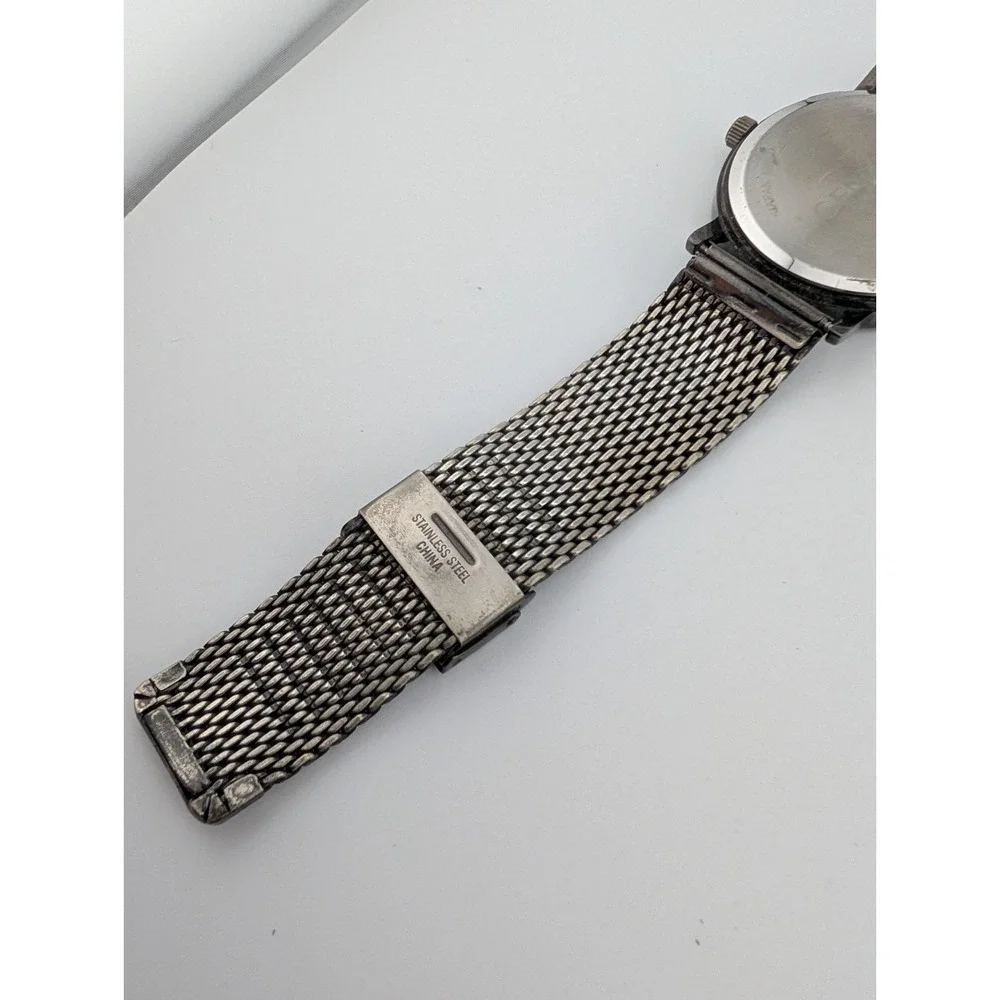 Geneva Watch‎ Men 42mm Case Gunmetal Tone Mesh Metal Band w/ Box- New Battery